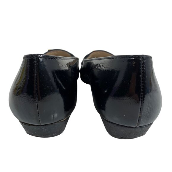 Salvatore Ferragamo Black Patent Leather Suede Loafers Flats Gold Logo SZ 6.5 B - Picture 3 of 12